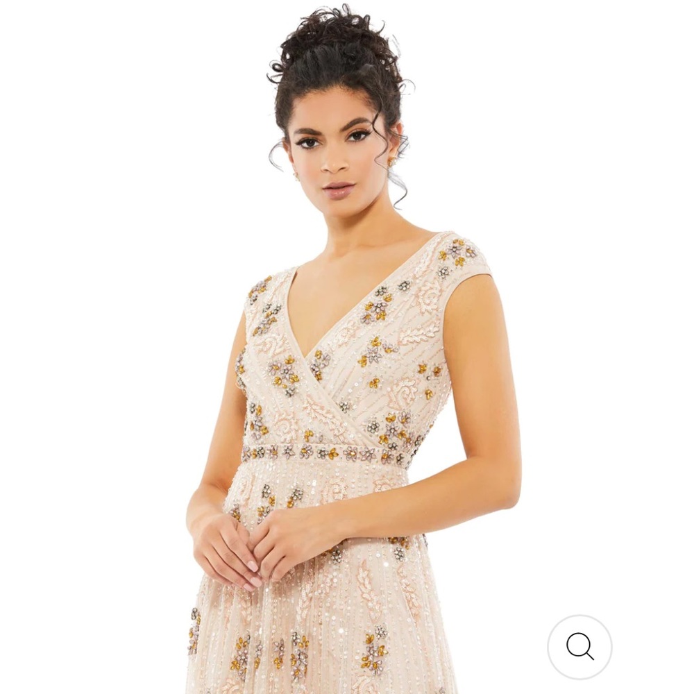 Mac Duggal Blush Beaded Sequin A-Line Gown NWT